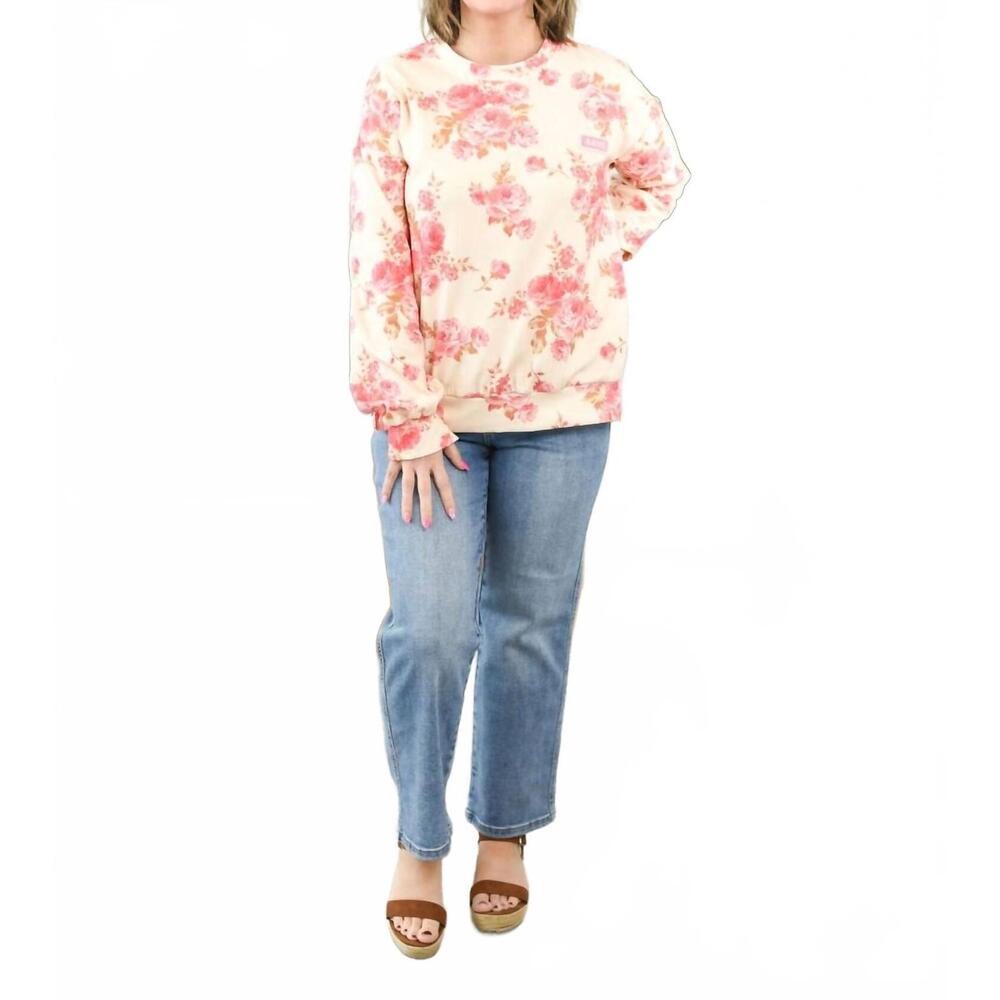 NEW AMPERSAND AVE university side slit pullover sweatshirt in petal pink